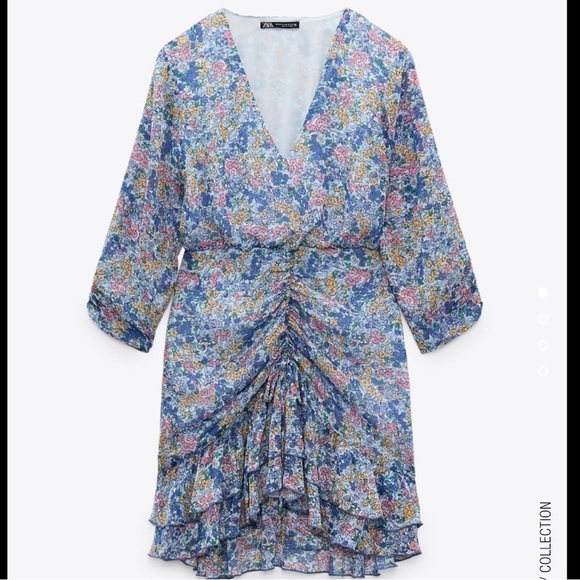 Zara Floral Print Dress With Ruffles - Picture 1 of 10